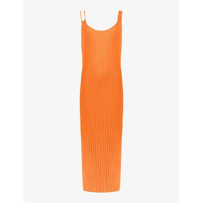 Ro&zo Cut-out Strap Knitted Midi Dress In Orange