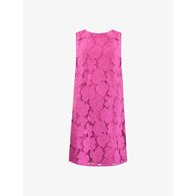 Ro&zo Floral-lace Sleeveless Cotton-blend Mini Dress In Pink