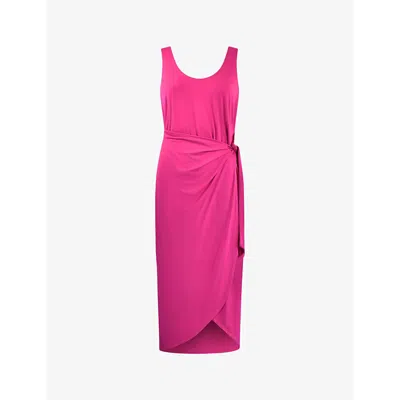 Ro&zo Tie-waist Wrap Stretch-jersey Midi Dress In Pink
