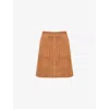 RO&ZO RO&ZO WOMEN'S TAN CONTRAST-STITCH HIGH-RISE SUEDE MINI SKIRT