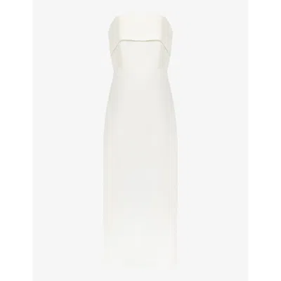 Ro&zo Boned-bodice Slim-fit Bandeau Stretch-woven Maxi Dress In White