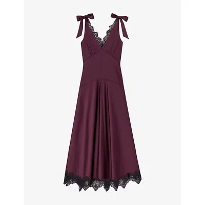Ro&zo Womens Bronte Lace-trim Woven Maxi Dress Berry In Purple