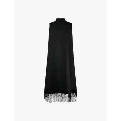 Ro&zo Womens Bead-trim Halter Woven Mini Dress Black