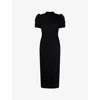 Ro&zo Womens Harriet Sparkle-embellished Puff-sleeve Stretch-knit Midi Dress Black In Black