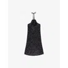 Ro&zo Womens Mimi Sequin Halter-neck Woven Mini Dress Black In Black