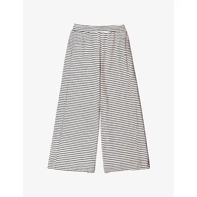 Ro&zo Womens Black Striped Elasticated-waist Cotton-jersey Trousers