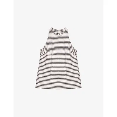 Ro&zo Womens Black Striped Halter-neck Cotton Top