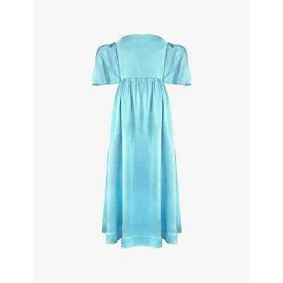 Ro&zo Womens Alba Bardot Puff-sleeve Woven Maxi Dress Blue