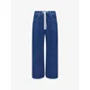Ro&zo Womens Drawstring-waist Slim Barrel-leg Denim Jeans Blue In Blue