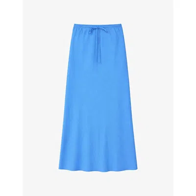 Ro&zo Womens Blue Drawstring-wait Bias-cut Woven Maxi Skirt