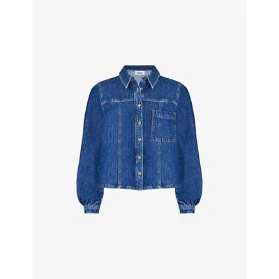 Ro&zo Womens Blue Patch-pocket Relaxed-fit Denim Shacket