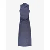 Ro&zo Womens Robyn Sparkle Cowl-neck Stretch-woven Midi Dress Blue In Blue