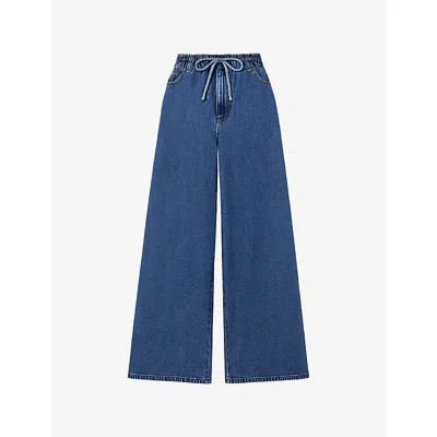 Ro&zo Womens Blue Wash Wide-leg Denim Blend Jeans