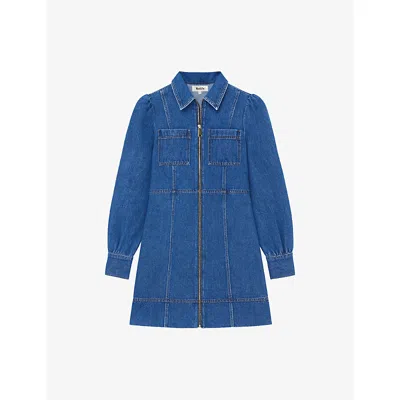 Ro&zo Womens Blue Zip-front Panelled Denim Mini Dress