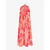 Ro&zo Womens Brown Floral-print Halterneck Cotton Maxi Dress