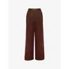 Ro&zo Womens Pleat-front Wide-leg Linen-blend Trousers Brown In Brown