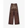 Ro&zo Womens Brown Sequinned Wide-leg Stretch-woven Trousers In Brown