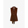 Ro&zo Womens Brown Tie-waist Regular-fit Linen-blend Waistcoat