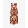 Ro&zo Womens Round-neck Tile-print Woven Maxi Dress Brown