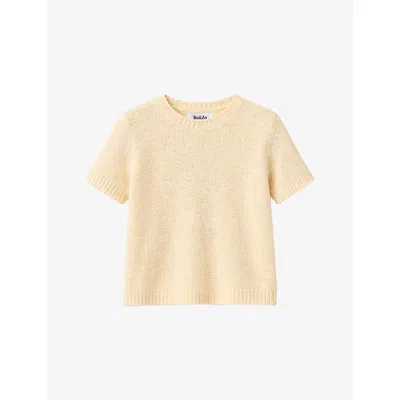 Ro&zo Womens Buttermilk Short-sleeved Textured Knitted Top In Yellow