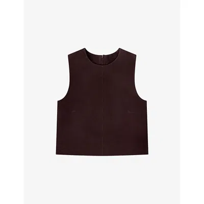 Ro&zo Womens Sleeveless Cropped Suede Shell Top Chocolate In Multi