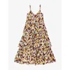 Ro&zo Womens Confetti-print V-neck Tiered Cotton Maxi Dress Pink