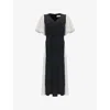 Ro&zo Womens Contrast Spot Midi Polka-dot V-neck Woven Midi Dress In Contrast Spot Midi
