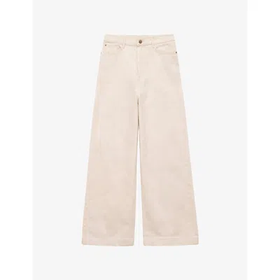 Ro&zo Womens Ecru Wide-leg Mid-rise Denim Jeans In Nude
