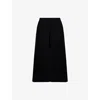 Ro&zo Womens Elasticated-waist Wide-leg Cotton-poplin Culottes Black