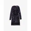 Ro&zo Womens Evie Blue Cluster Sequin Long Sleeve In Blue