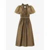 Ro&zo Womens Seraphina Puff-sleeve Woven Maxi Dress Gold In Brown