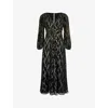 Ro&zo Womens Gold V-neck Metallic-pattern Woven Maxi Dress In Gold