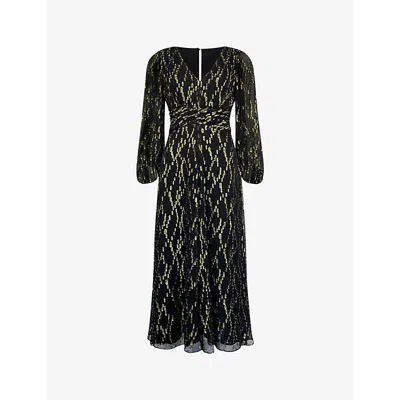 Ro&zo Womens Gold V-neck Metallic-pattern Woven Maxi Dress