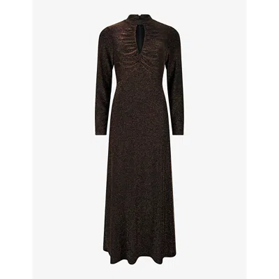 Ro&zo Womens Zara Keyhole-front Sparkle Stretch-jersey Maxi Dress Gold