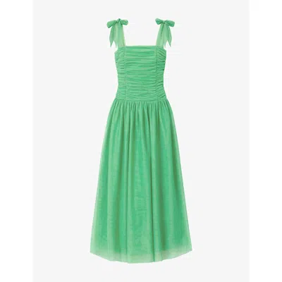 Ro&zo Womens  Aria Ruched-front Tulle Maxi Dress In Green