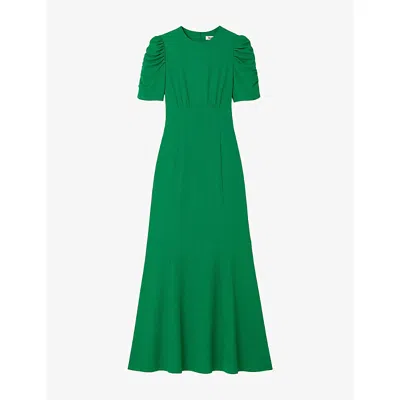 Ro&zo Womens Green Belle Puff-sleeve Woven Maxidress