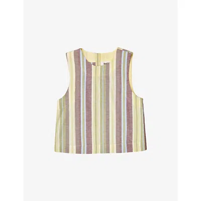 Ro&zo Womens Green Striped Sleeveless Woven Top