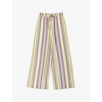 Ro&zo Womens Green Striped Wide-leg Woven Trousers In Multi