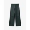 Ro&zo Womens Wide-leg High-rise Leather Trousers Green In Green