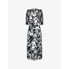 Ro&zo Womens Abstract-pattern Round-neck Woven Midi Dress Irregular Spot Dress In Irregular Spot Dress