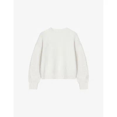 Ro&zo Womens Ivory Appliqué-sleeve Knitted Jumper In White