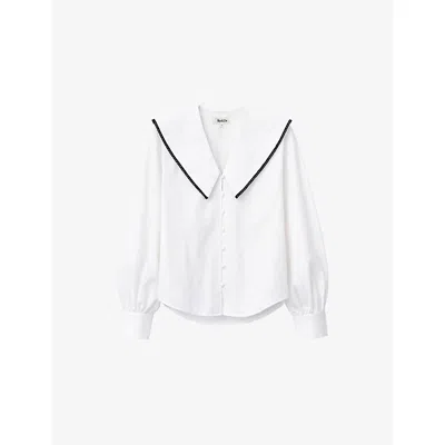 Ro&zo Womens Ivory Collared Long-sleeve Stretch-cotton Shirt In White