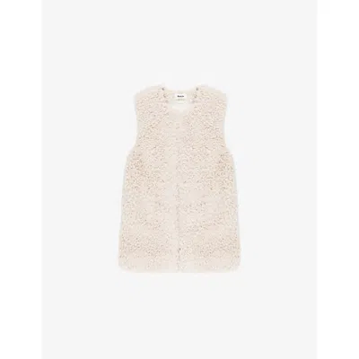 Ro&zo Womens Ivory Round-neck Longline Faux-shearling Gilet In Neutral