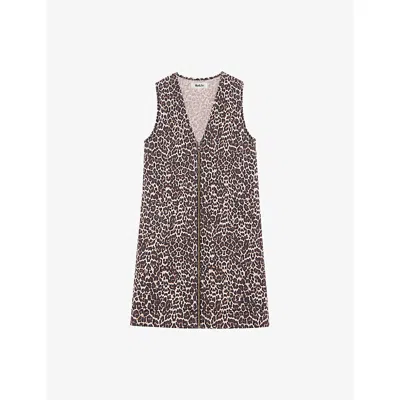 Ro&zo Womens Leopard-print Zip-front Denim Mini Dress Multi