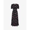 Ro&zo Womens Multi Floral-print Short-sleeved Woven Midi Dress