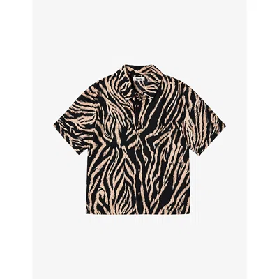 Ro&zo Womens Multi Zebra-print Short-sleeve Woven Shirt