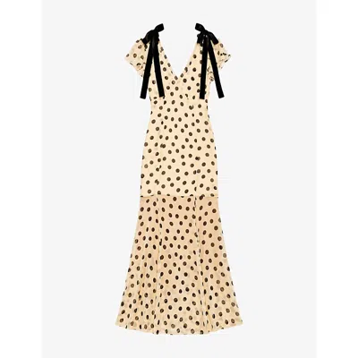 Ro&zo Womens Natasha Polka-dot Woven Maxi Dress Yellow