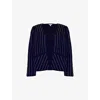 Ro&zo Womens Navy Padded Jacket Stitch-embroidered Padded Cotton Jacket In Navy Padded Jacket