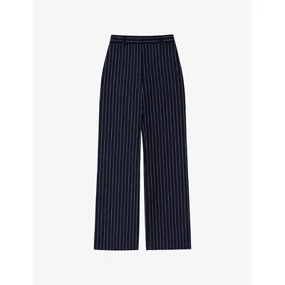 Ro&zo Womens Navy Pinstripe Tailored Woven Trousers In Blue