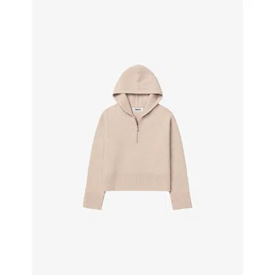 Ro&zo Womens Oatmeal Half-zip Relaxed-fit Wool Hoody In Pink